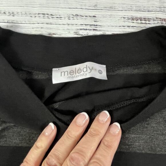 2pc Lot Top Tunic Melody Maternity Fashion size Small Black Gray Striped Stretch - Picture 8 of 10